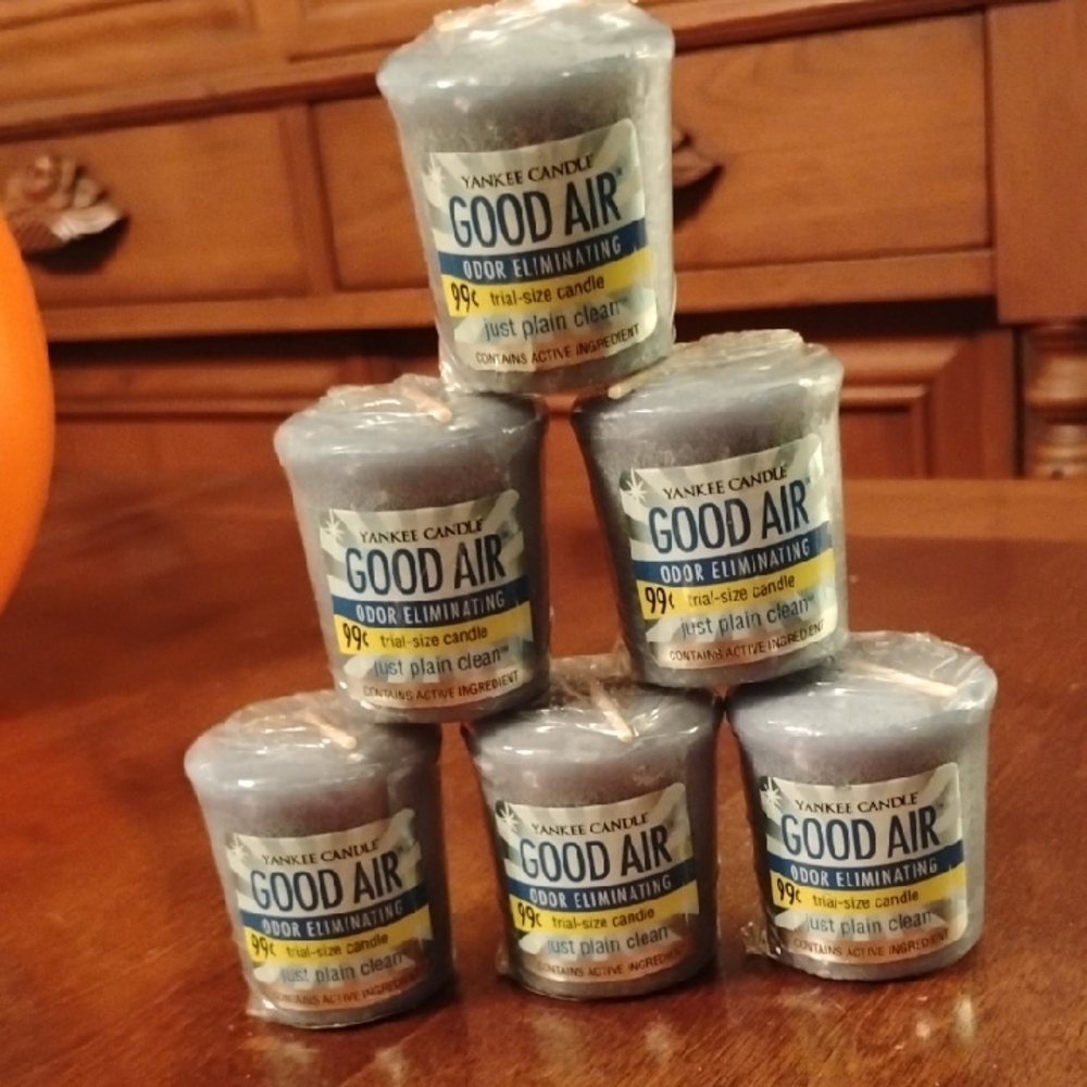 (8) Yankee Candles Good Air Odor Eliminating Blue Clean Votive Candles, Rare